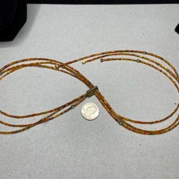 Vintage Dyberg and Kern Multi Strand Beaded Lariat with Gold tone Ends Gorgeous - Picture 4 of 7